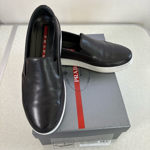 Prada Shoes - Prada Women's Black Leather Slip-On Loafers